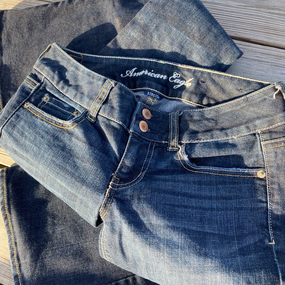 American Eagle boot cut low rise dark jeans